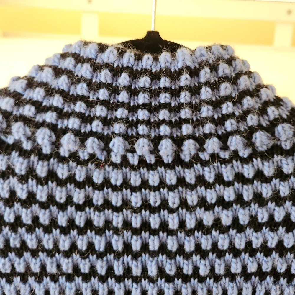 krimson klover midnight sun wool alpaca blend chunky knit blue sweater cardi M - Picture 8 of 9